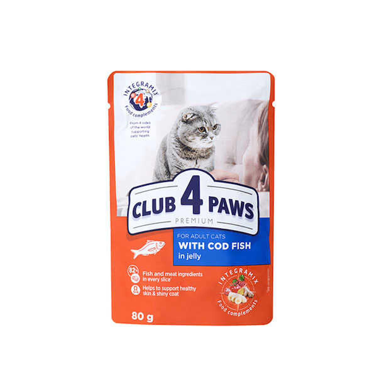 Club4Paws Premium Morina Balığı Yetişkin Yaş Kedi Maması 80 gr