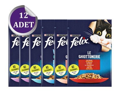 Felix Le Ghiottoneire Karışık Yetişkin Yaş Kedi Maması 12x85 gr