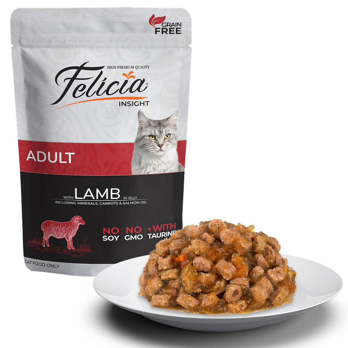 Felicia Insight Kuzu Etli Yetişkin Yaş Kedi Maması 12x85 gr