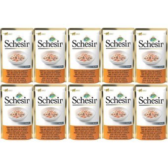 Schesir In Jelly Karidesli ve Tavuklu Yetişkin Yaş Kedi Maması 10x85 gr