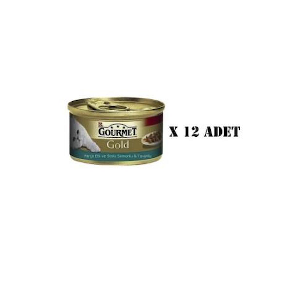 Purina Gold Somonlu ve Tavuklu Parça Etli Soslu Yetişkin Yaş Kedi Maması 12x85 gr