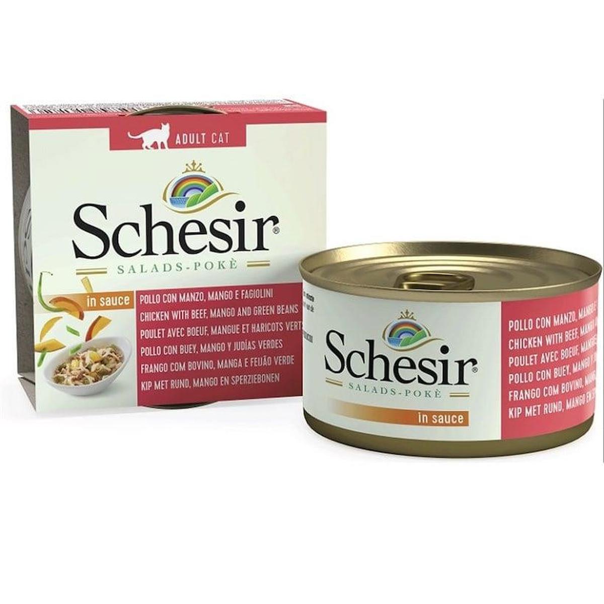 Schesir Salads Poke Tavuklu ve Sığır Etli Yetişkin Yaş Kedi Maması 6x85 gr