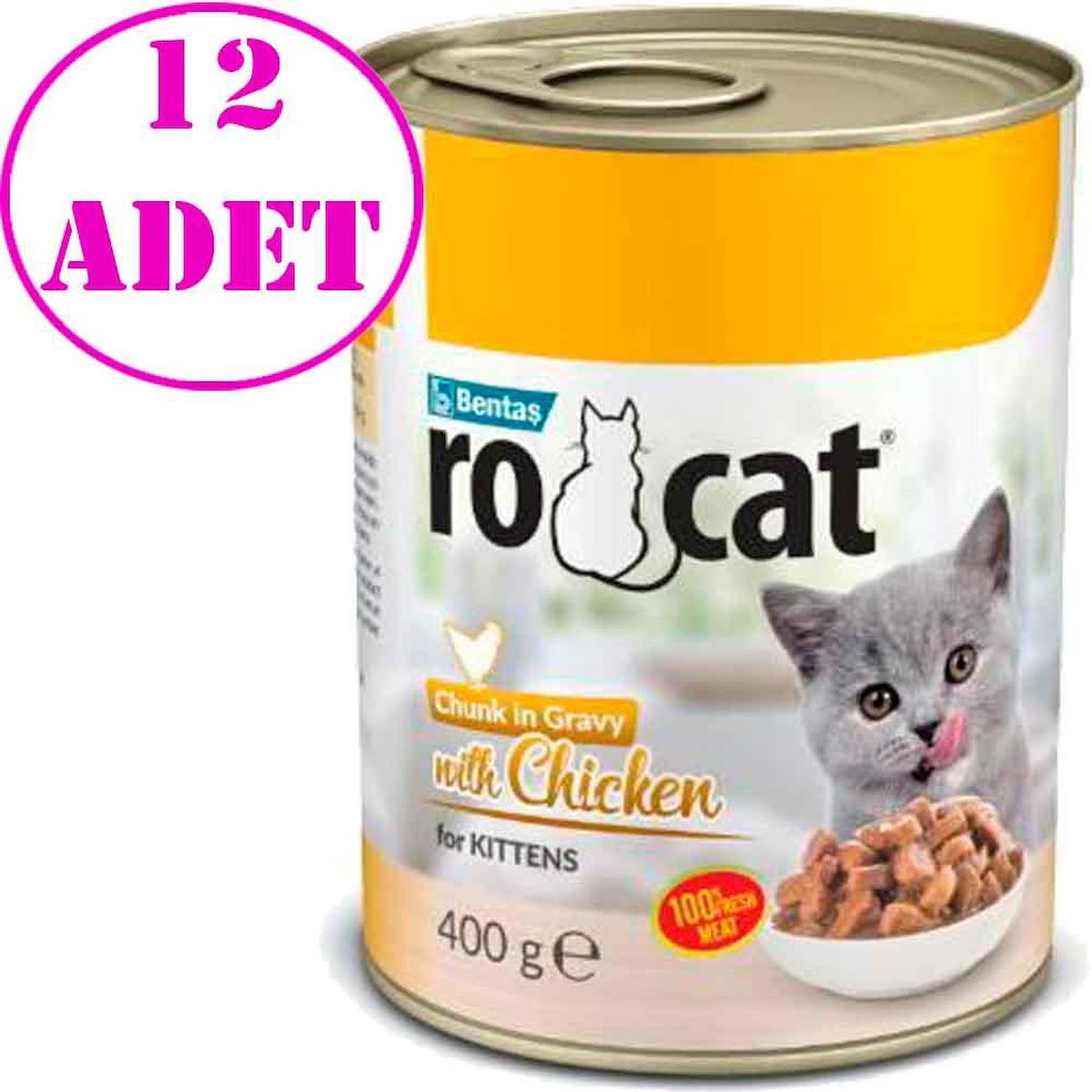 Rocat Chunk In Gravy Tavuklu Yavru Yaş Kedi Maması 12x400 gr