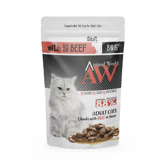 Animal World With Block Angus Beff Sığır Etli Yetişkin Yaş Kedi Maması 80 gr