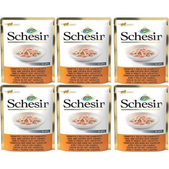 Schesir In Jelly Karidesli ve Tavuklu Yetişkin Yaş Kedi Maması 6x85 gr