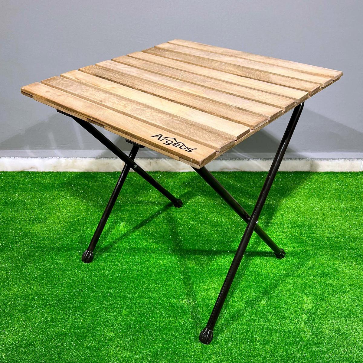 Argeus 54021 56 x 52 cm Çantalı Kare Ahşap Katlanır Kamp Masası Ahşap Rengi
