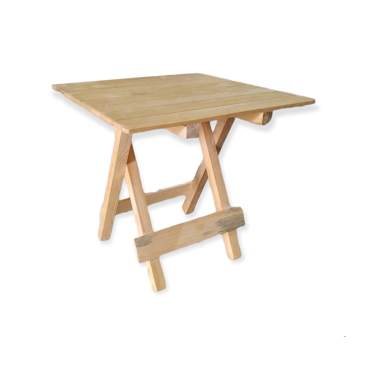 Avcı Market 58 x 58 cm Çantalı Kare Ahşap Katlanır Kamp Masası Ahşap Rengi