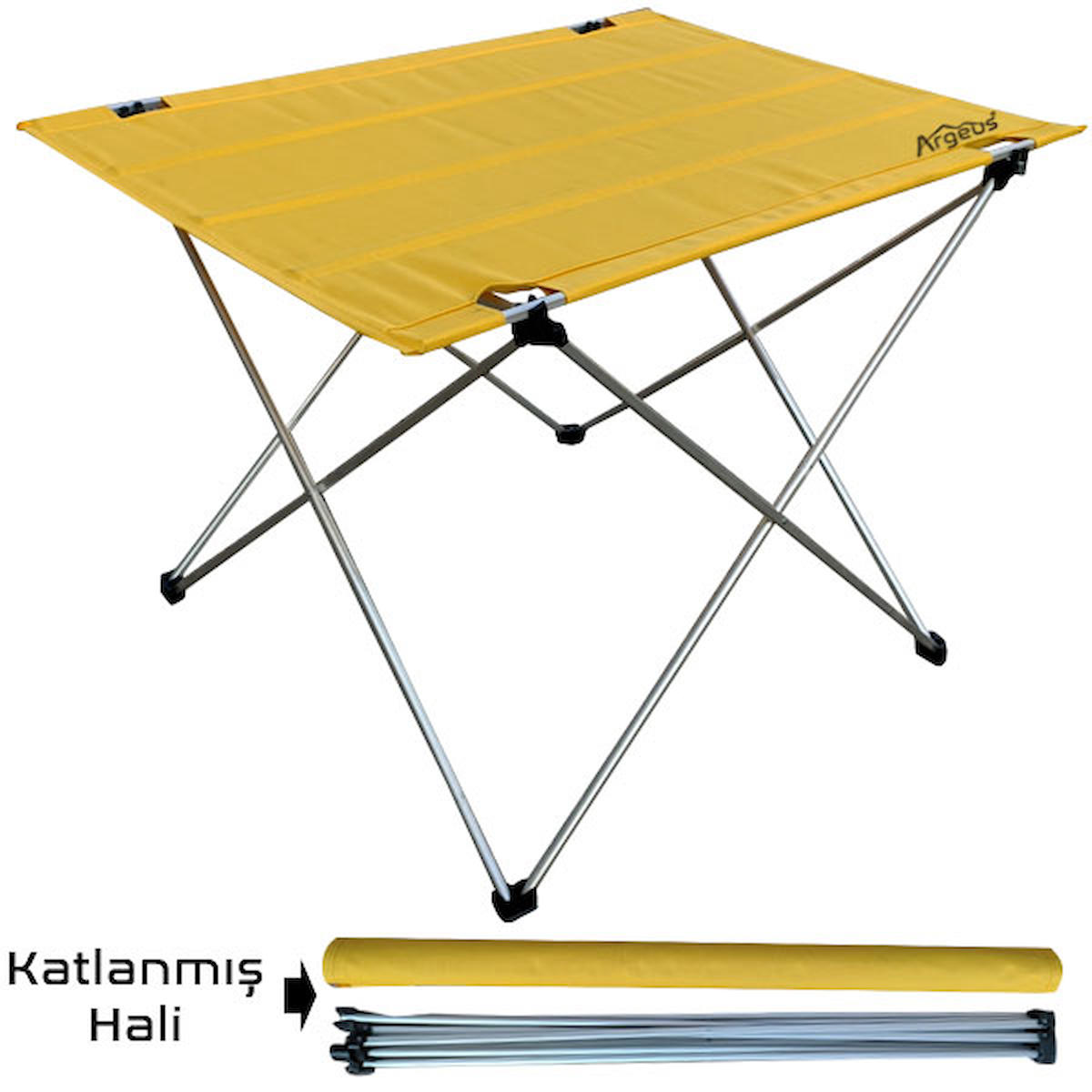Argeus 54001 73 x 54 cm Dikdörtgen Kumaş Katlanır Kamp Masası Sarı