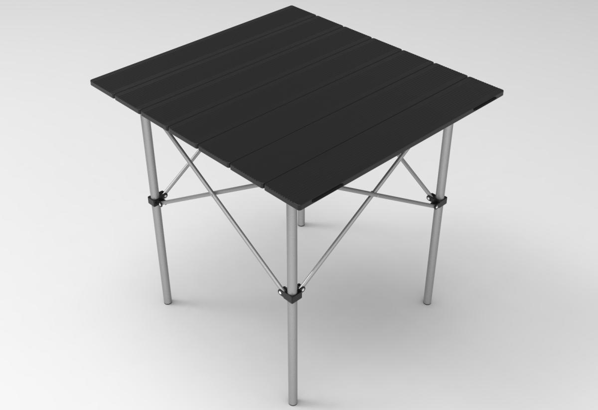 Ion 70 x 66 cm Çantalı Kare Alüminyum Katlanır Kamp Masası Siyah