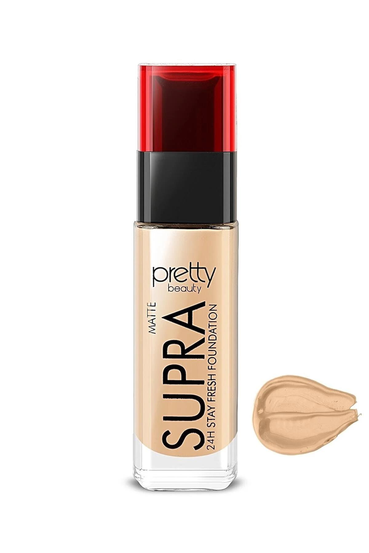 Pretty Beauty Matte Supra 24H Stay Fresh 02 Natural Beige Likit Tüp Fondöten