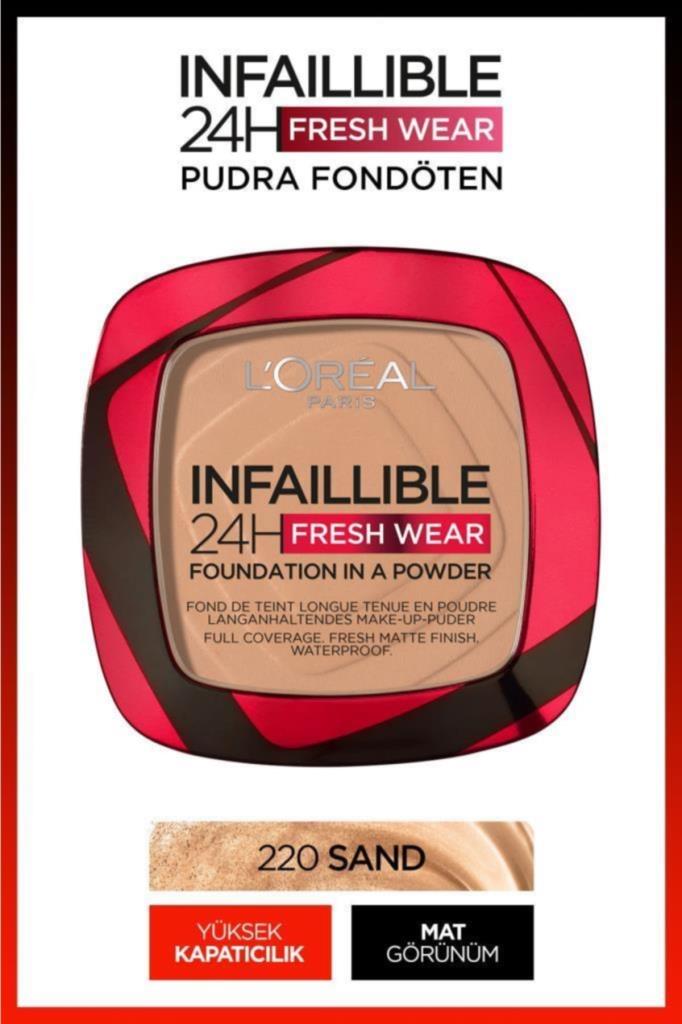 L'Oréal Paris Infaillible 24h Fresh Wear 220 Sand Pudra Kompakt Fondöten 9 gr