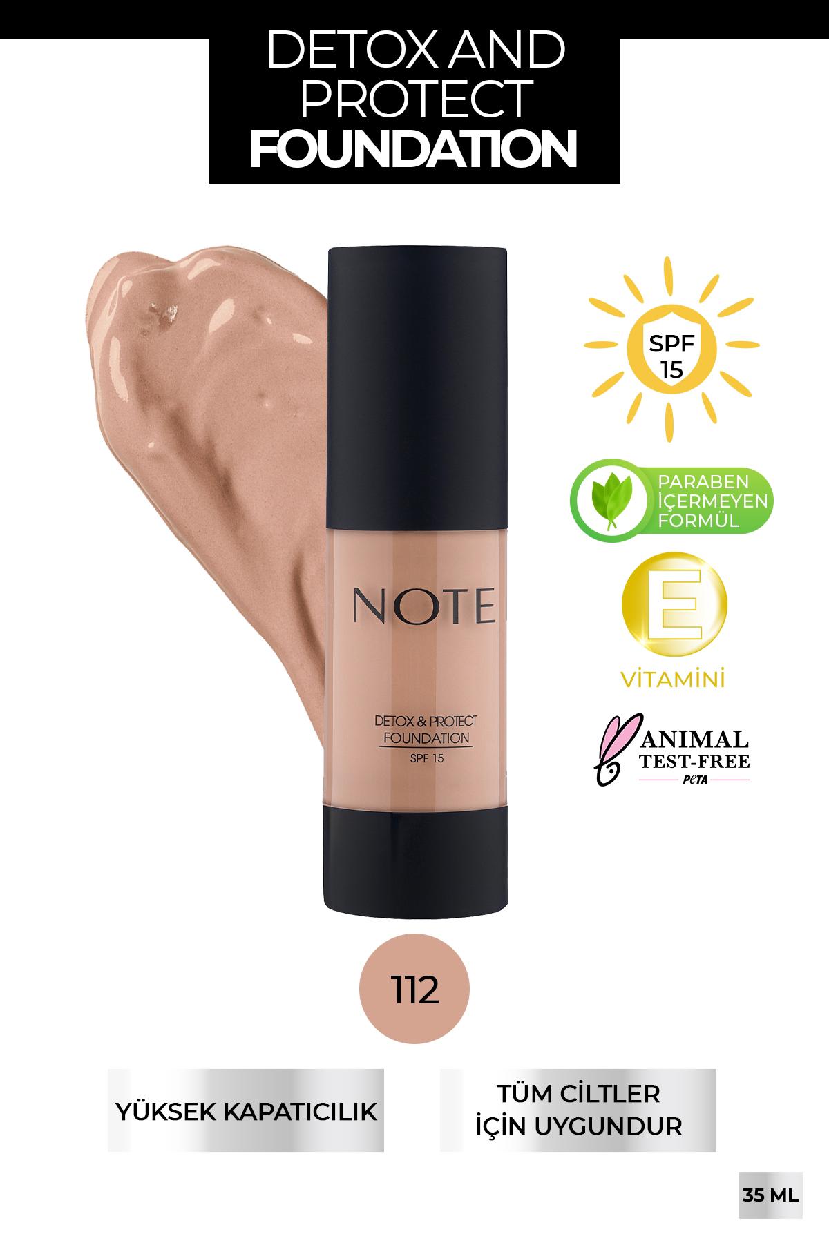 Note Detox & Protect 112 Güneş Koruyuculu Likit Tüp Fondöten 30 ml