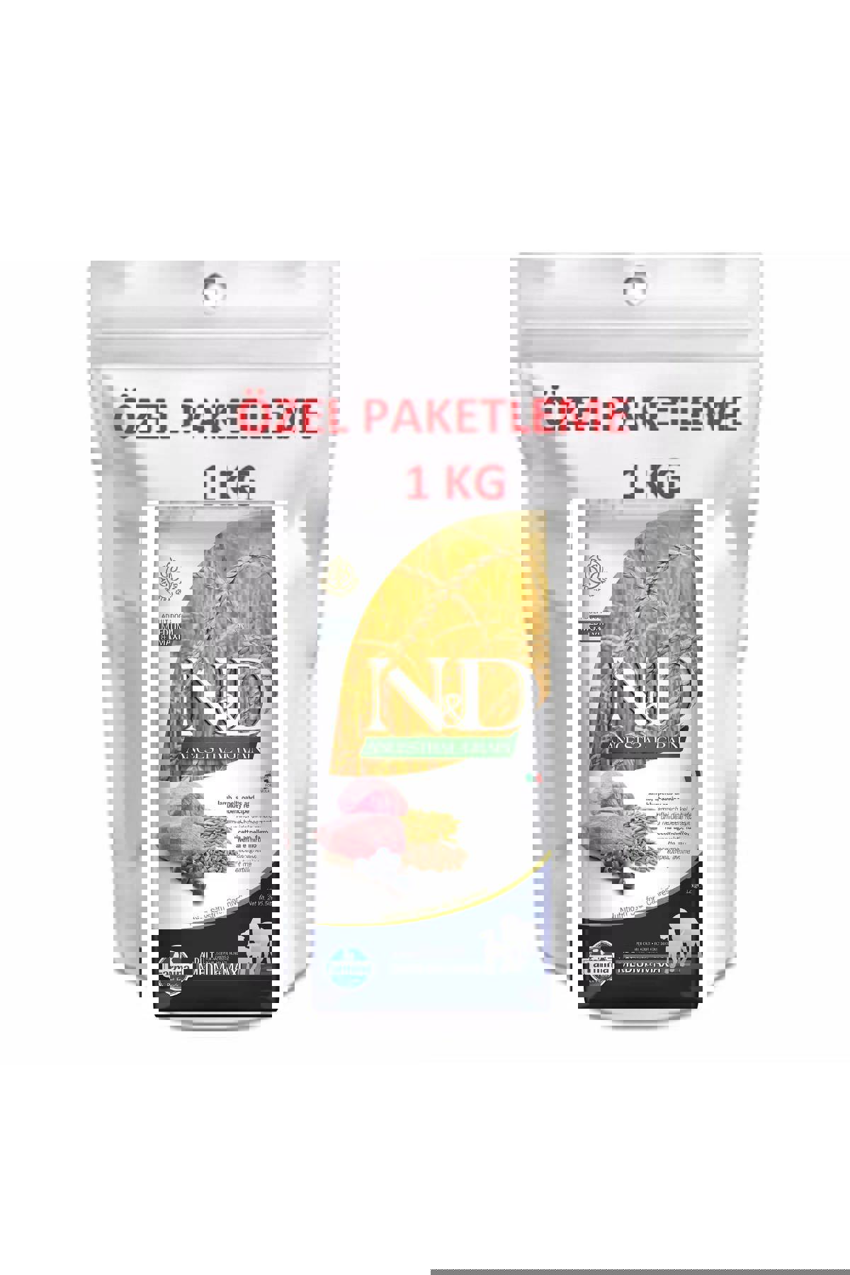 N&D Ancestral Grain Kuzu Etli ve Yaban Mersinli Büyük ve Orta Irk Yetişkin Kuru Köpek Maması 1 kg