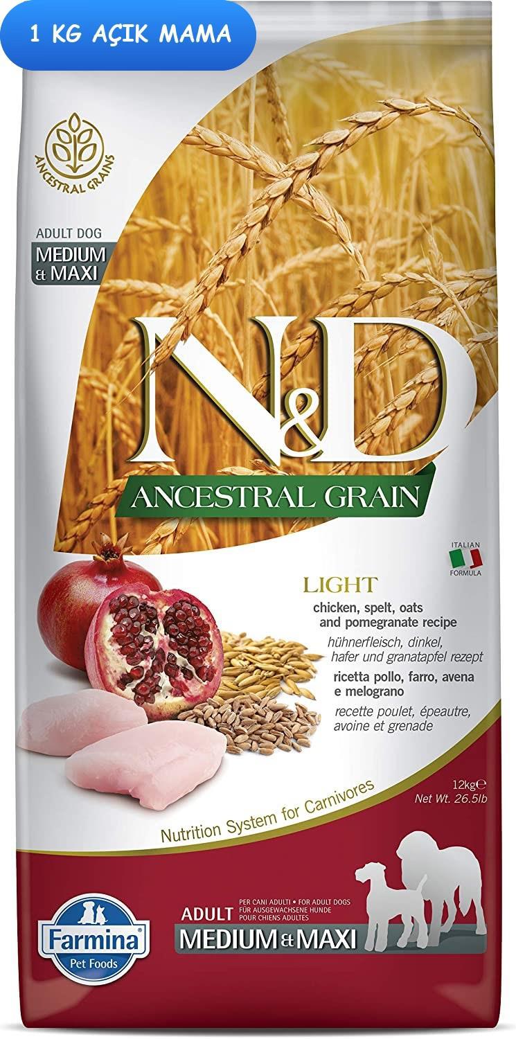 N&D Ancestral Grain Light Narlı ve Tavuklu Büyük ve Orta Irk Kuru Köpek Maması 1 kg