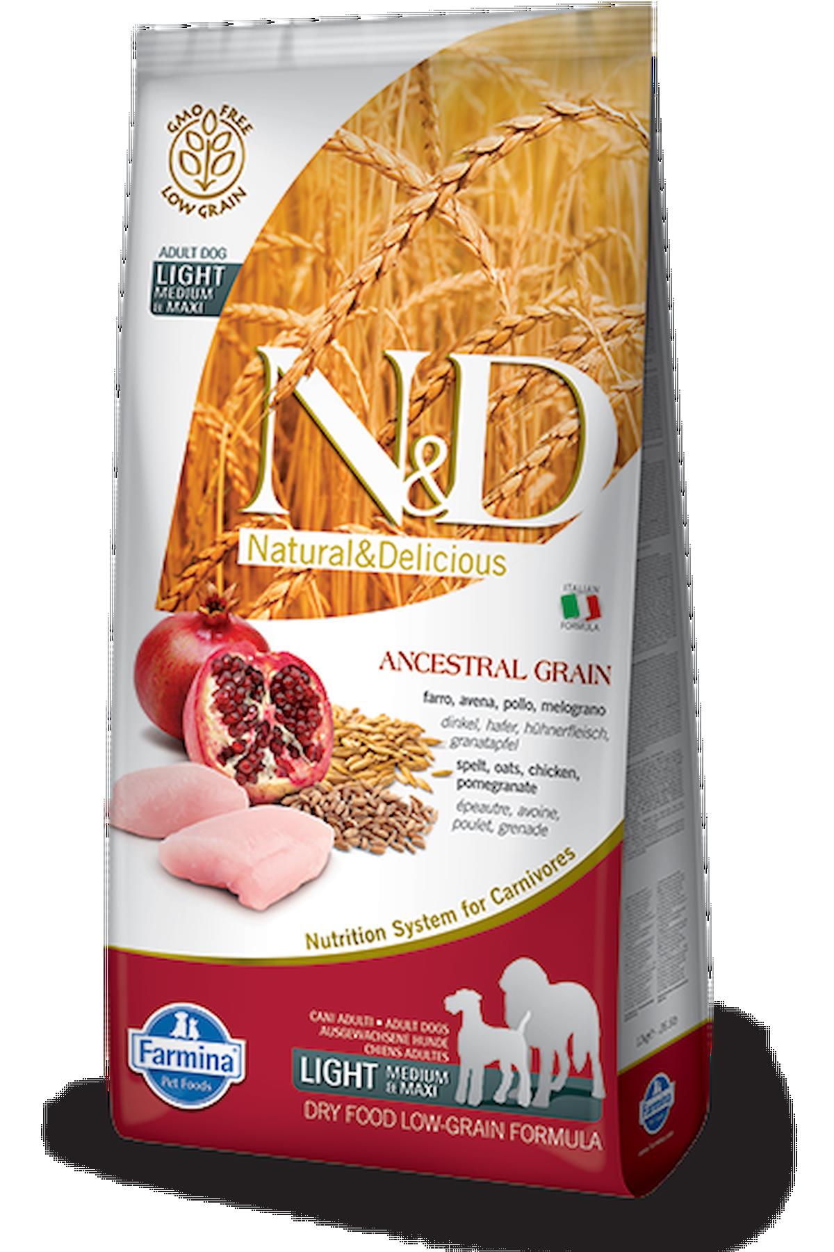 N&D Ancestral Grain Light Büyük ve Orta Irk Yetişkin Kuru Köpek Maması 1 kg