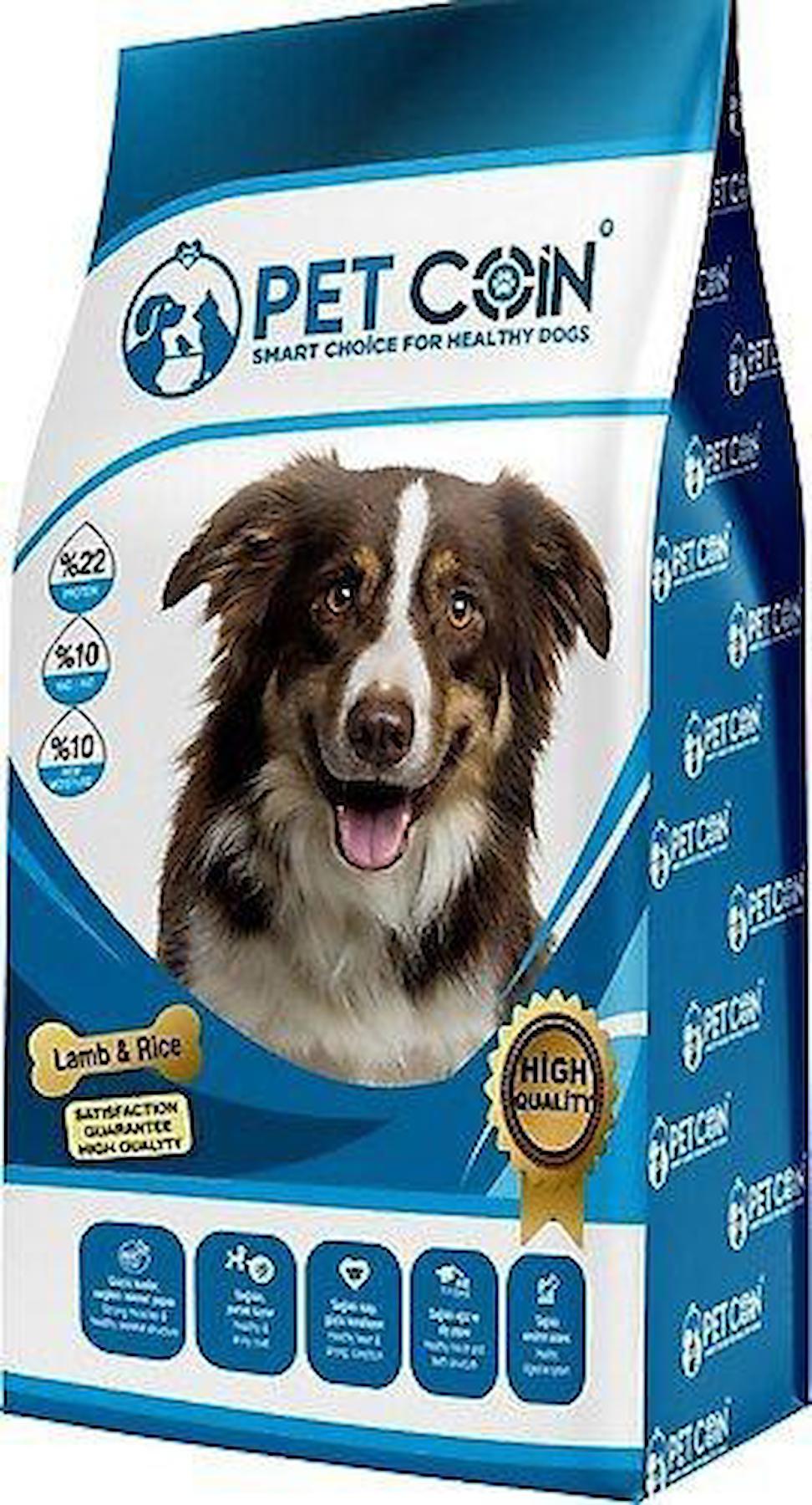 Petcoin Pirinçli ve Kuzu Etli Tüm Irklar Yetişkin Kuru Köpek Maması 15 kg