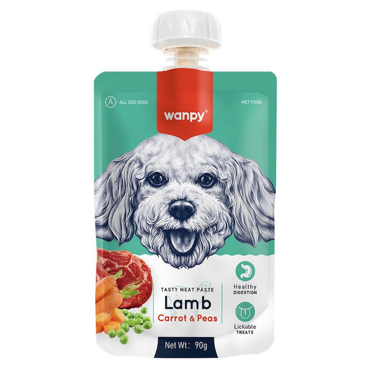 Wanpy Tasty Meat Paste Havuçlu ve Kuzu Etli Tüm Irklar Yetişkin Kuru Köpek Maması 90 gr