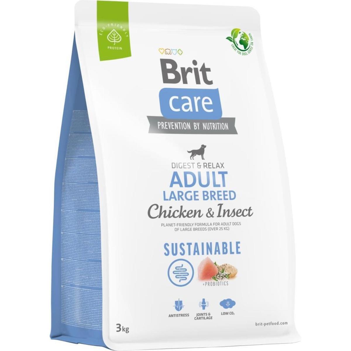 Brit Care Sustainable Larvalı ve Tavuklu Büyük Irk Yetişkin Kuru Köpek Maması 3 kg