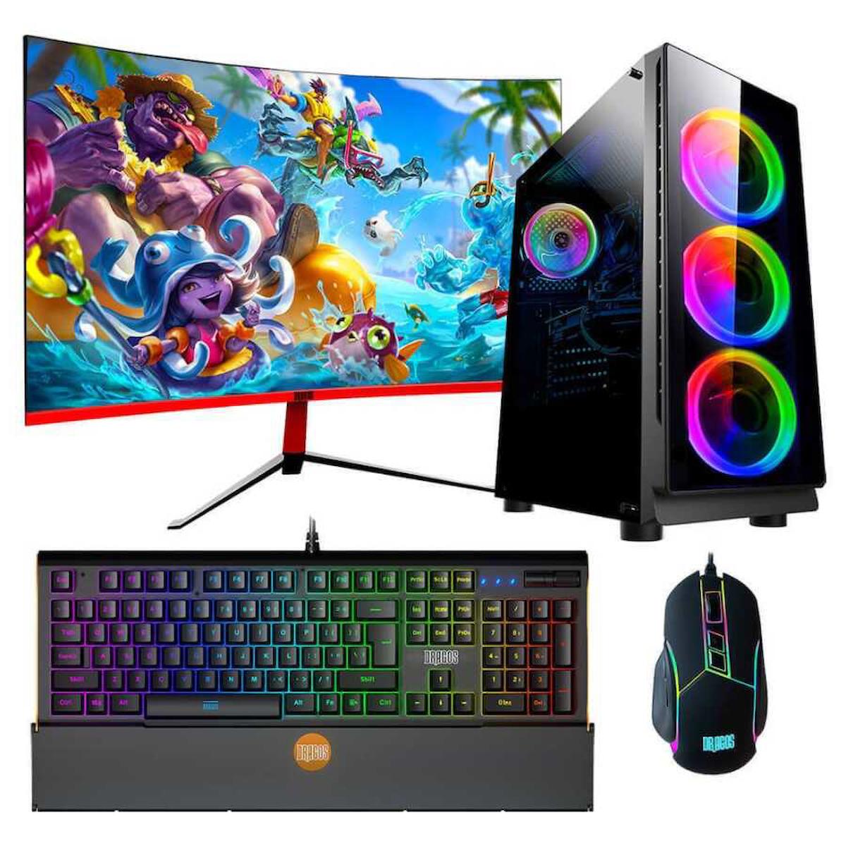 Dragos DRx799 Harici Radeon RX 550 Ekran Kartlı Intel Core i5 6400 8 GB DDR4 256 GB SSD 23.6 inç FULL HD FreeDos Masaüstü Oyuncu Bilgisayarı