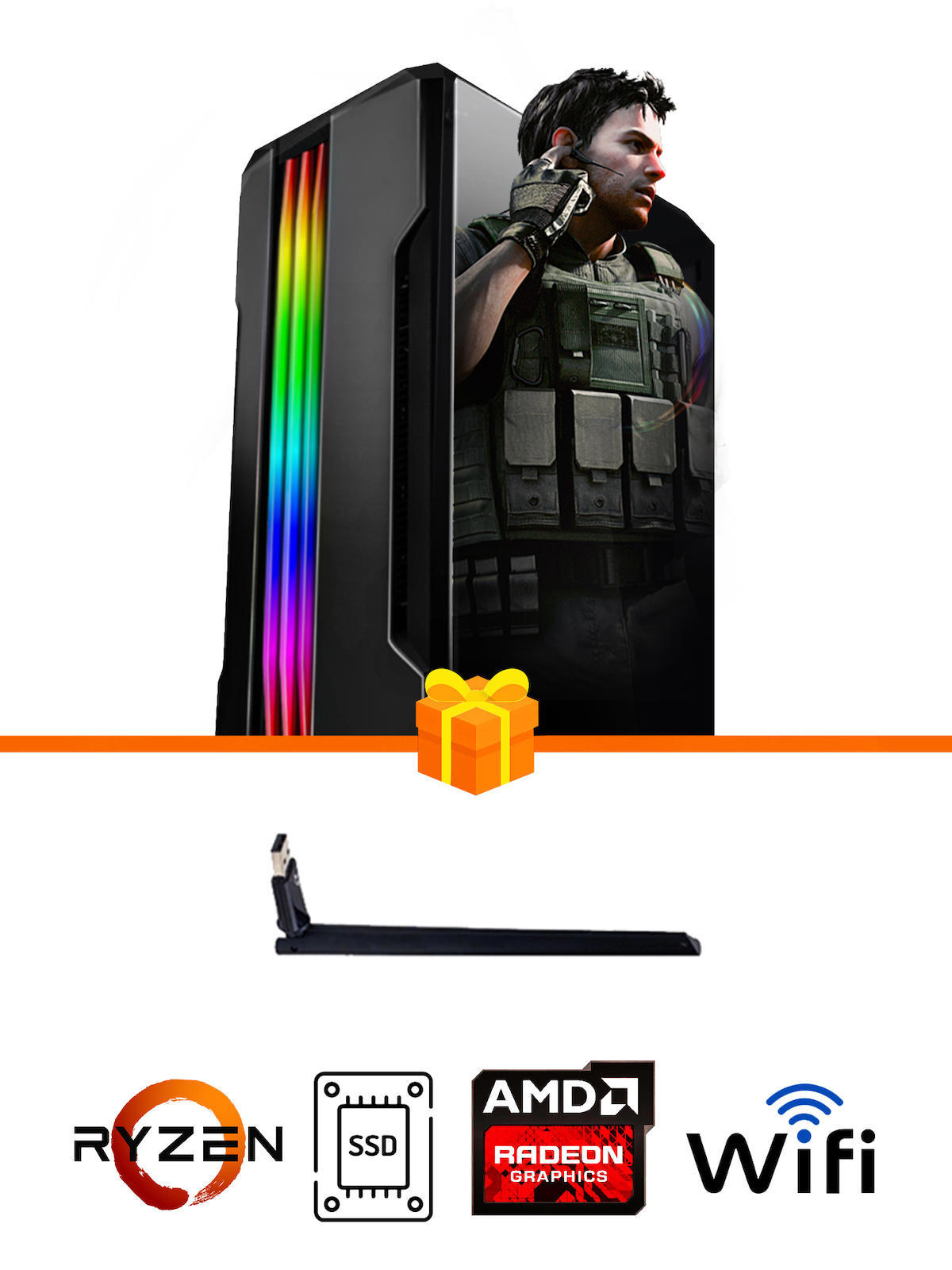 Ramtech Gaming RG505-041 Harici Radeon RX 550 Ekran Kartlı AMD Ryzen 5500 16 GB DDR4 256 GB SSD FreeDos Masaüstü Oyuncu Bilgisayarı