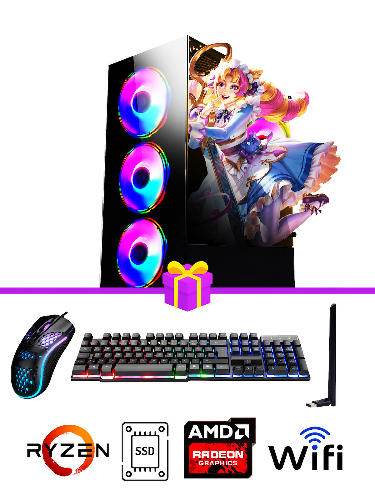 Ramtech Full Force FF445 Harici Radeon RX 580 Ekran Kartlı AMD Ryzen 3600 16 GB DDR4 256 GB SSD FreeDos Masaüstü Oyuncu Bilgisayarı
