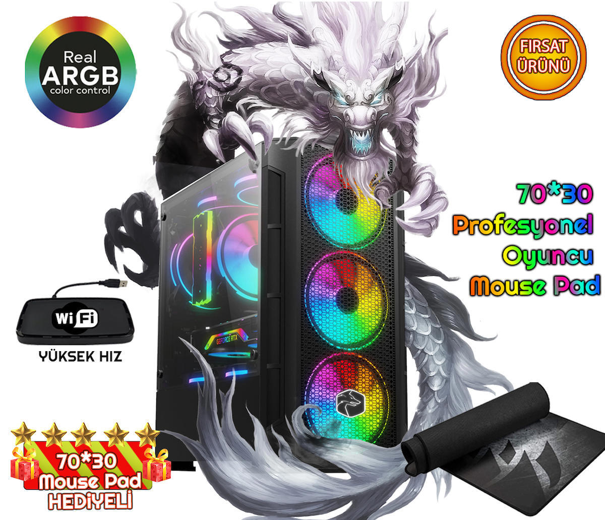 Biggamex DG11 Harici Radeon RX 550 Ekran Kartlı Intel Core i5 10400F 16 GB DDR4 512 GB SSD FreeDos Masaüstü Oyuncu Bilgisayarı