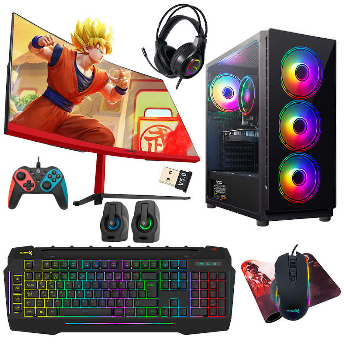 Turbox Tx4124 Harici GeForce GT 740 Ekran Kartlı Intel Core i5 3470 16 GB DDR3 1 TB SSD 23.6 inç FULL HD FreeDos Masaüstü Oyuncu Bilgisayarı