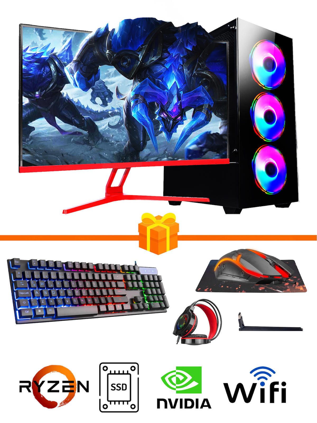 Ramtech Gaming RG505-0160 Harici GeForce GTX 1650 Ekran Kartlı AMD Ryzen 5500 32 GB DDR4 512 GB SSD 27 inç FULL HD FreeDos Masaüstü Oyuncu Bilgisayarı
