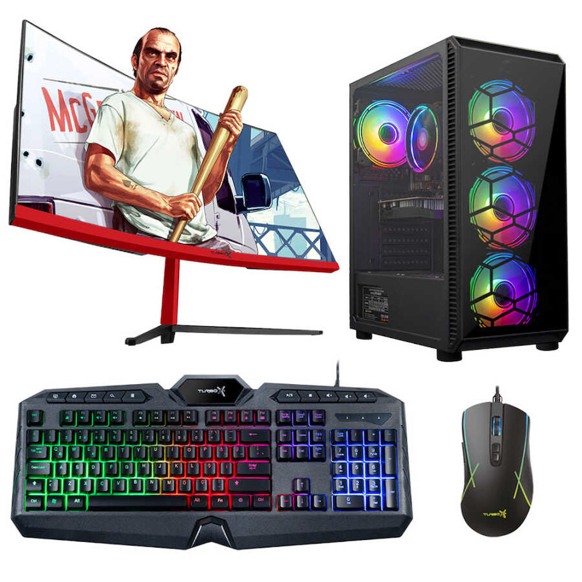 Turbox Tx4434 Harici Radeon RX 560 Ekran Kartlı Intel Core i3 6100 16 GB DDR4 1 TB SSD 27 inç FULL HD FreeDos Masaüstü Oyuncu Bilgisayarı