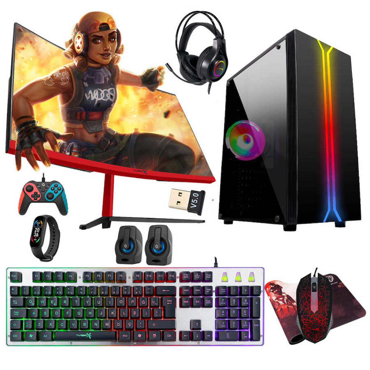 Turbox Tx4377 Harici Radeon RX 560 Ekran Kartlı Intel Core i5 3470 16 GB DDR3 512 GB SSD 27 inç FULL HD FreeDos Masaüstü Oyuncu Bilgisayarı