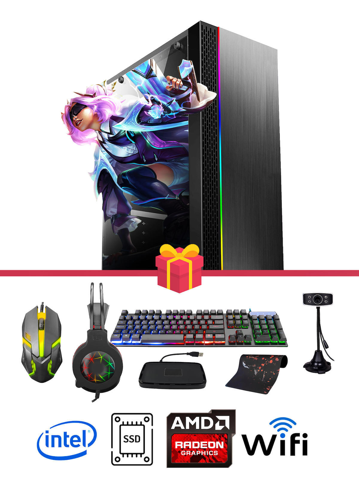 Ramtech DG208 X5660 Harici Radeon RX 550 Ekran Kartlı Intel Xeon X5660 32 GB DDR3 256 GB SSD FreeDos Masaüstü Oyuncu Bilgisayarı
