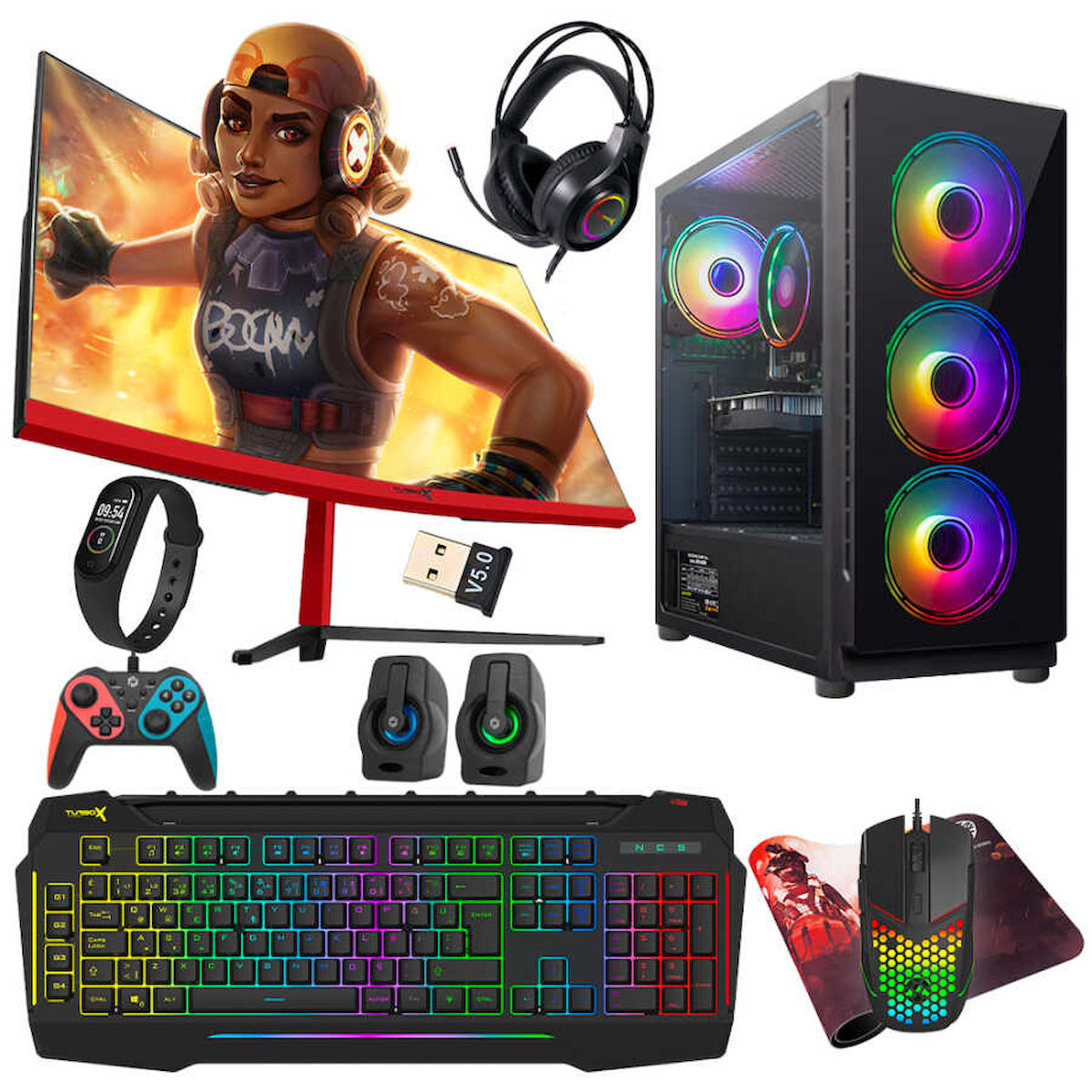 Turbox Tx4157 Harici Radeon RX 550 Ekran Kartlı Intel Core i5 6400 16 GB DDR4 1 TB SSD 23.6 inç FULL HD FreeDos Masaüstü Oyuncu Bilgisayarı