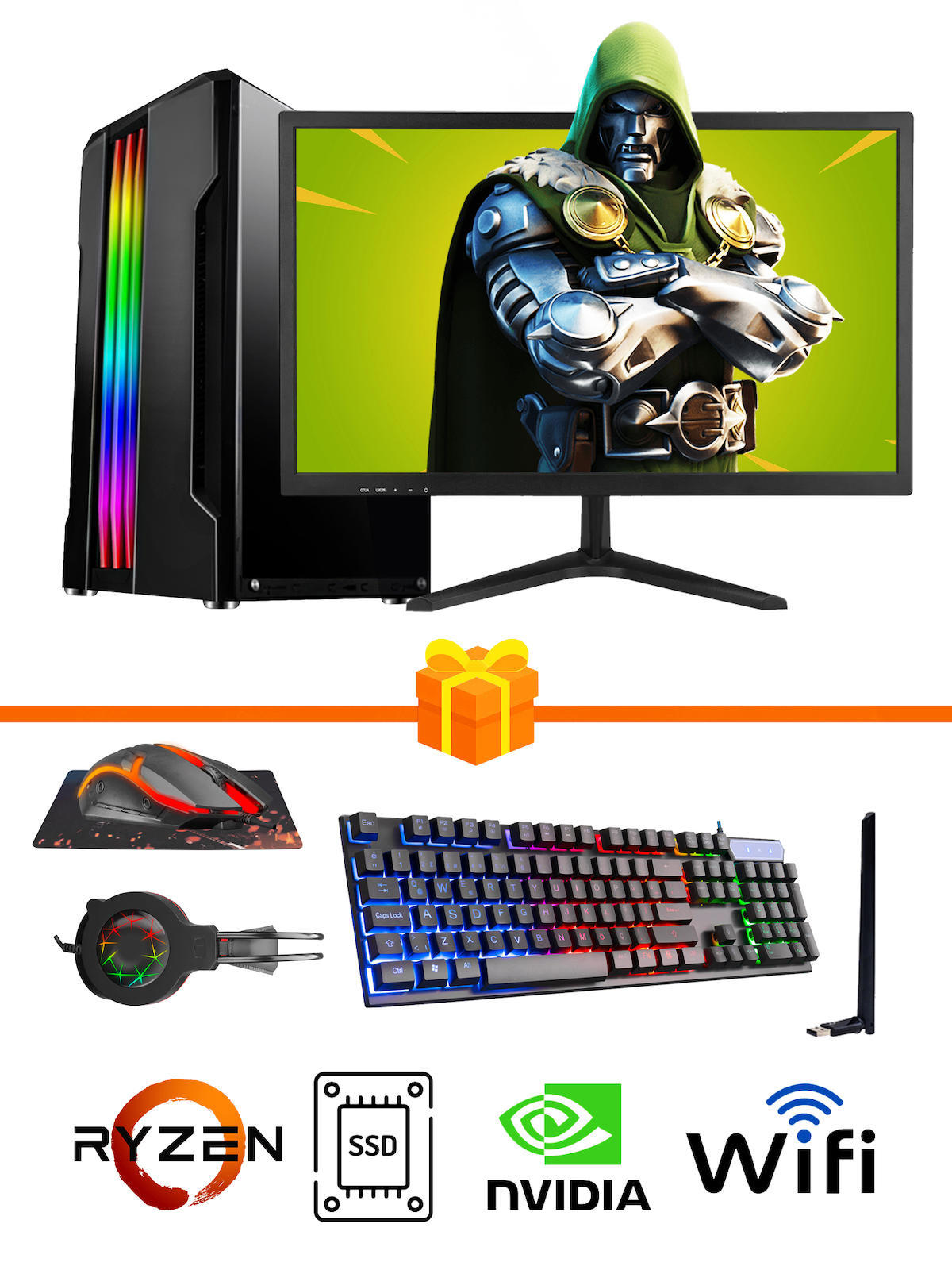 Ramtech Gaming RG505-0138 Harici GeForce GTX 1650 Ekran Kartlı AMD Ryzen 5500 32 GB DDR4 128 GB SSD 21.5 inç FULL HD FreeDos Masaüstü Oyuncu Bilgisayarı