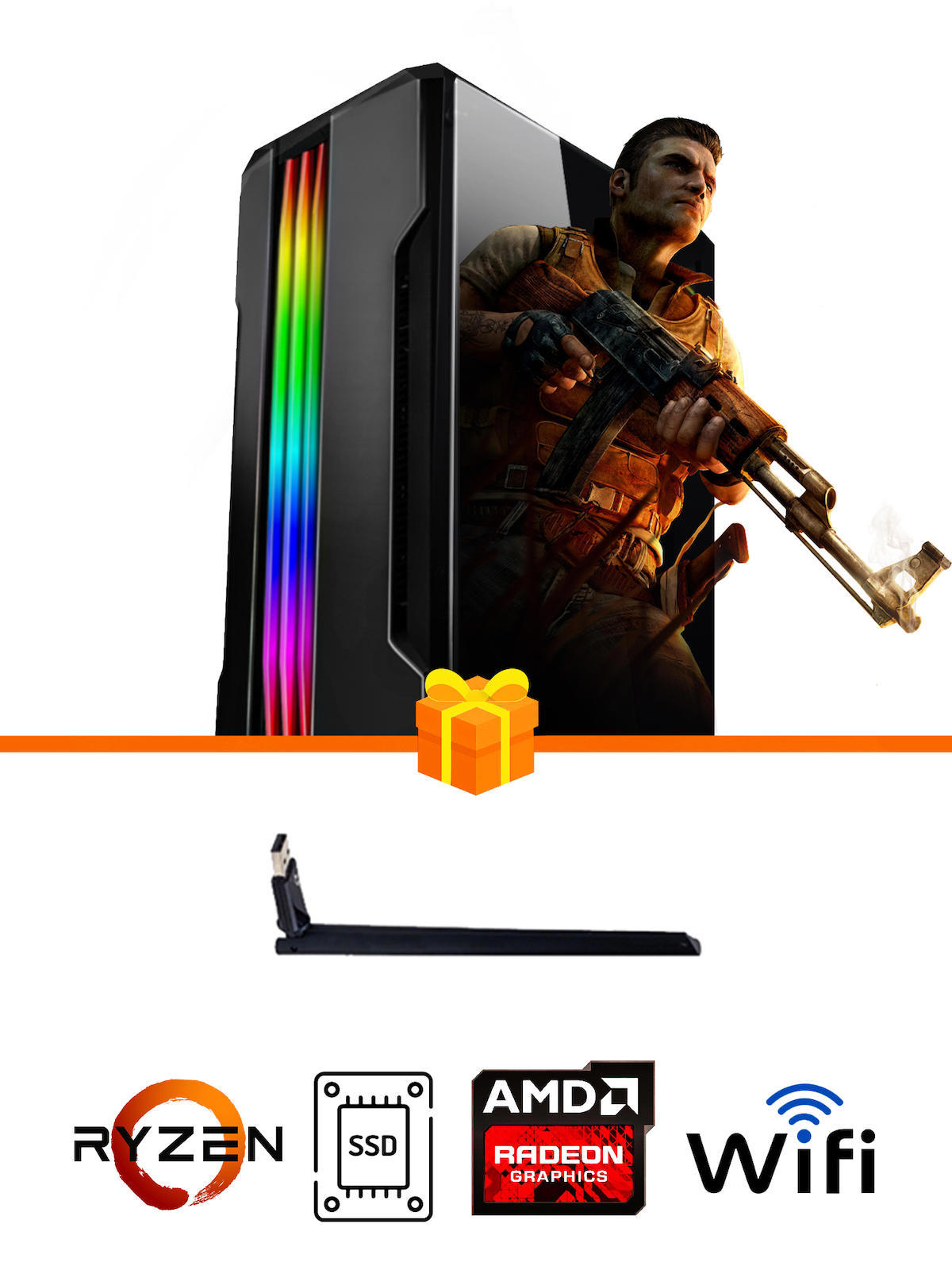 Ramtech Gaming RG505-042 Harici Radeon RX 550 Ekran Kartlı AMD Ryzen 5500 16 GB DDR4 512 GB SSD FreeDos Masaüstü Oyuncu Bilgisayarı