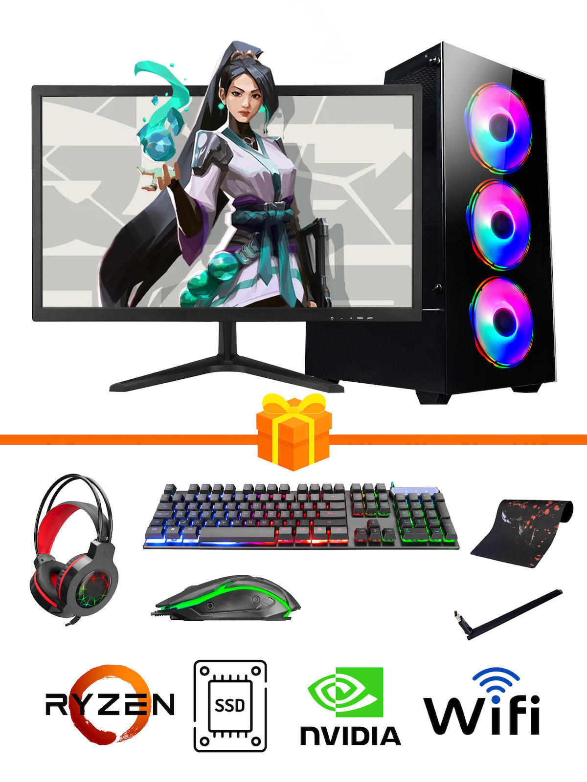 Ramtech Gaming RG505-0140 Harici GeForce GTX 1650 Ekran Kartlı AMD Ryzen 5500 32 GB DDR4 512 GB SSD 21.5 inç FULL HD FreeDos Masaüstü Oyuncu Bilgisayarı