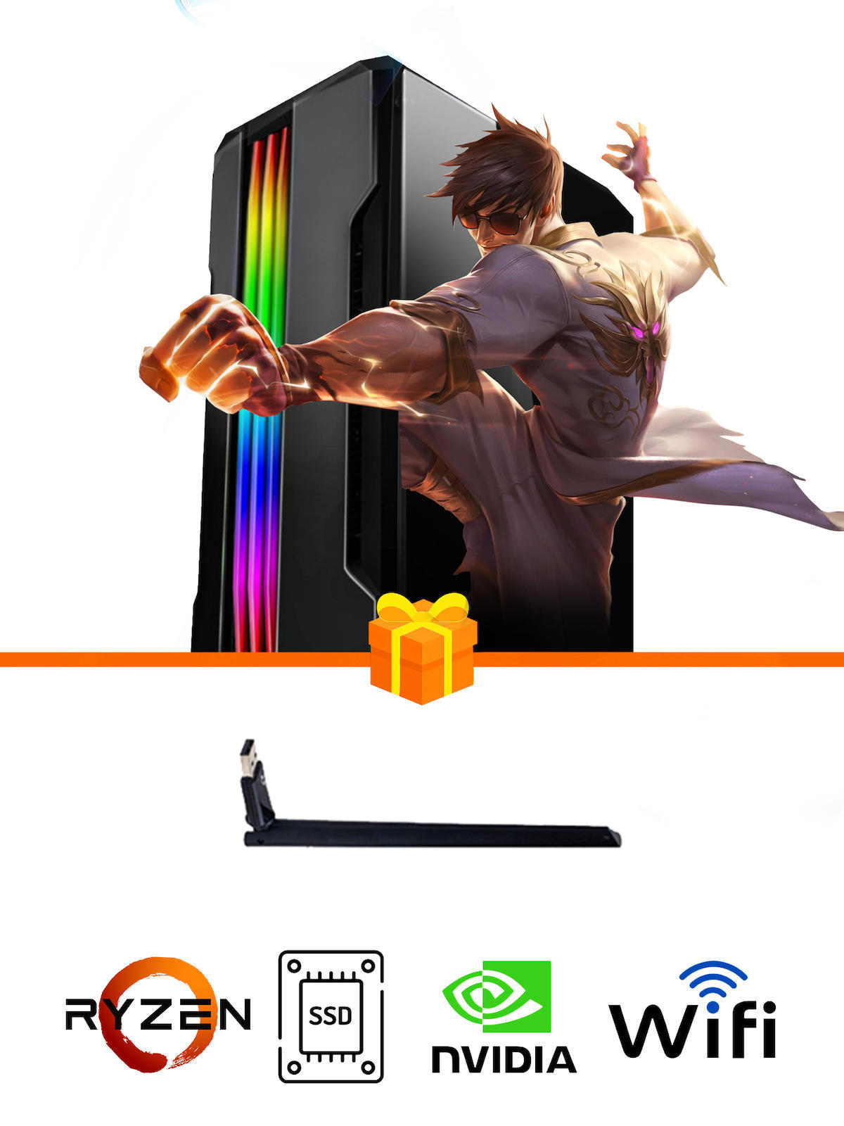 Ramtech Gaming RG505-086 Harici GeForce GTX 1050 Ti Ekran Kartlı AMD Ryzen 5500 32 GB DDR4 256 GB SSD FreeDos Masaüstü Oyuncu Bilgisayarı