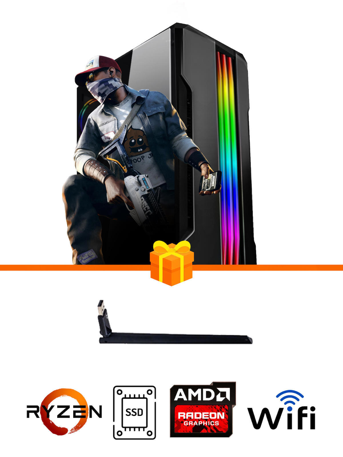 Ramtech Gaming RG505-043 Harici Radeon RX 550 Ekran Kartlı AMD Ryzen 5500 16 GB DDR4 128 GB SSD FreeDos Masaüstü Oyuncu Bilgisayarı