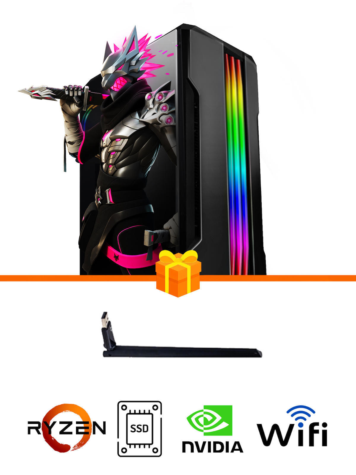 Ramtech Gaming RG505-088 Harici GeForce GTX 1050 Ti Ekran Kartlı AMD Ryzen 5500 32 GB DDR4 128 GB SSD FreeDos Masaüstü Oyuncu Bilgisayarı