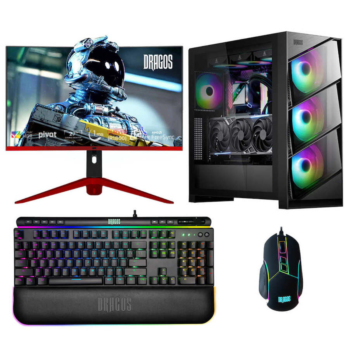 Dragos DRx4871 Harici GeForce RTX 4060 Ti Ekran Kartlı Intel Core i9 13900K 64 GB DDR4 1 TB SSD 27 inç FULL HD FreeDos Masaüstü Oyuncu Bilgisayarı