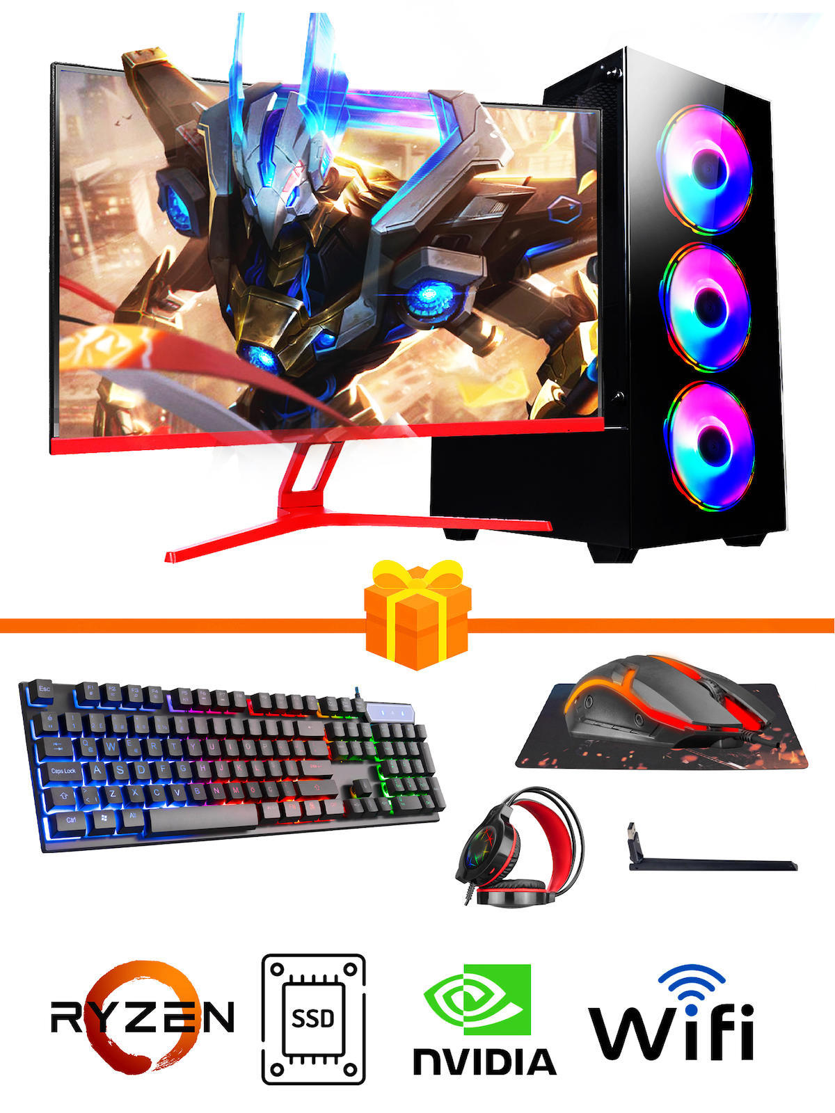 Ramtech Gaming RG505-0159 Harici GeForce GTX 1650 Ekran Kartlı AMD Ryzen 5500 32 GB DDR4 128 GB SSD 27 inç FULL HD FreeDos Masaüstü Oyuncu Bilgisayarı