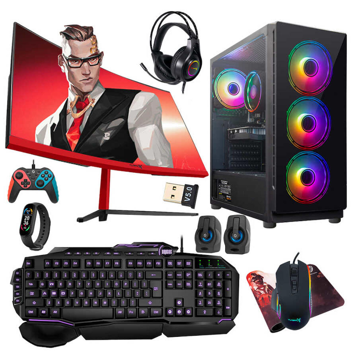 Turbox Tx4396 Harici Radeon RX 560 Ekran Kartlı Intel Core i5 6400 16 GB DDR4 512 GB SSD 23.6 inç FULL HD FreeDos Masaüstü Oyuncu Bilgisayarı
