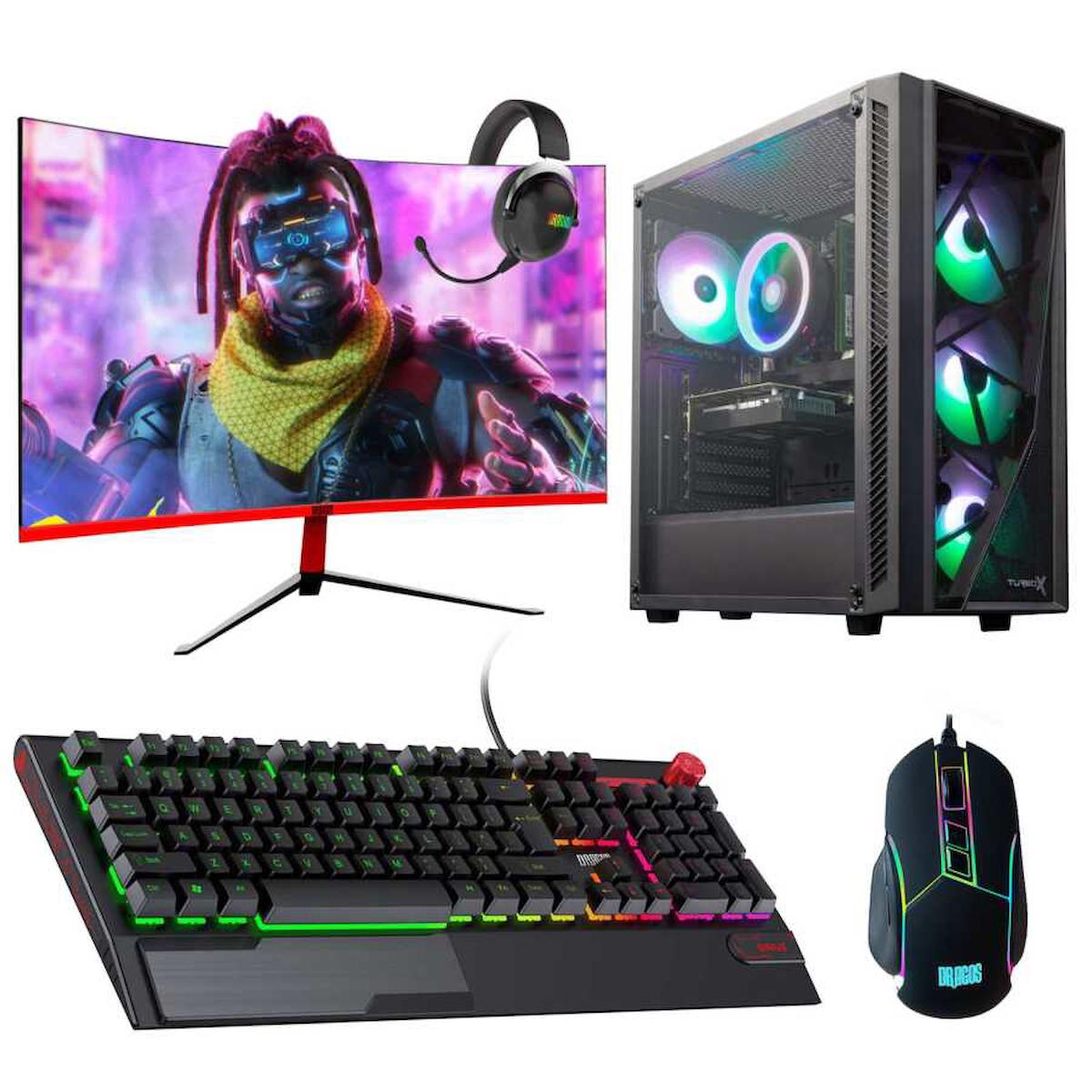 Dragos DRx2370 Harici GeForce RTX 3060 Ti Ekran Kartlı AMD Ryzen 5700X 32 GB DDR4 512 GB SSD 23.6 inç FULL HD FreeDos Masaüstü Oyuncu Bilgisayarı