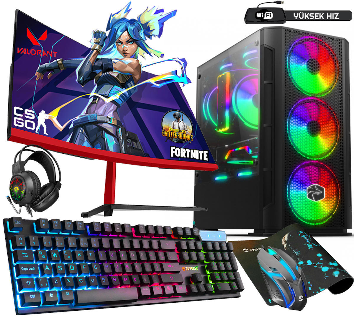Biggamex Bg14 Harici Radeon RX 550 Ekran Kartlı AMD Ryzen 3600 16 GB DDR4 256 GB SSD 23.8 inç FULL HD FreeDos Masaüstü Oyuncu Bilgisayarı