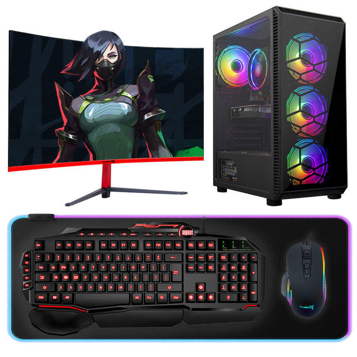 Turbox Tx3961 Harici Radeon R7 240 Ekran Kartlı Intel Core i7 3770 16 GB DDR3 512 GB SSD 27 inç FULL HD FreeDos Masaüstü Oyuncu Bilgisayarı