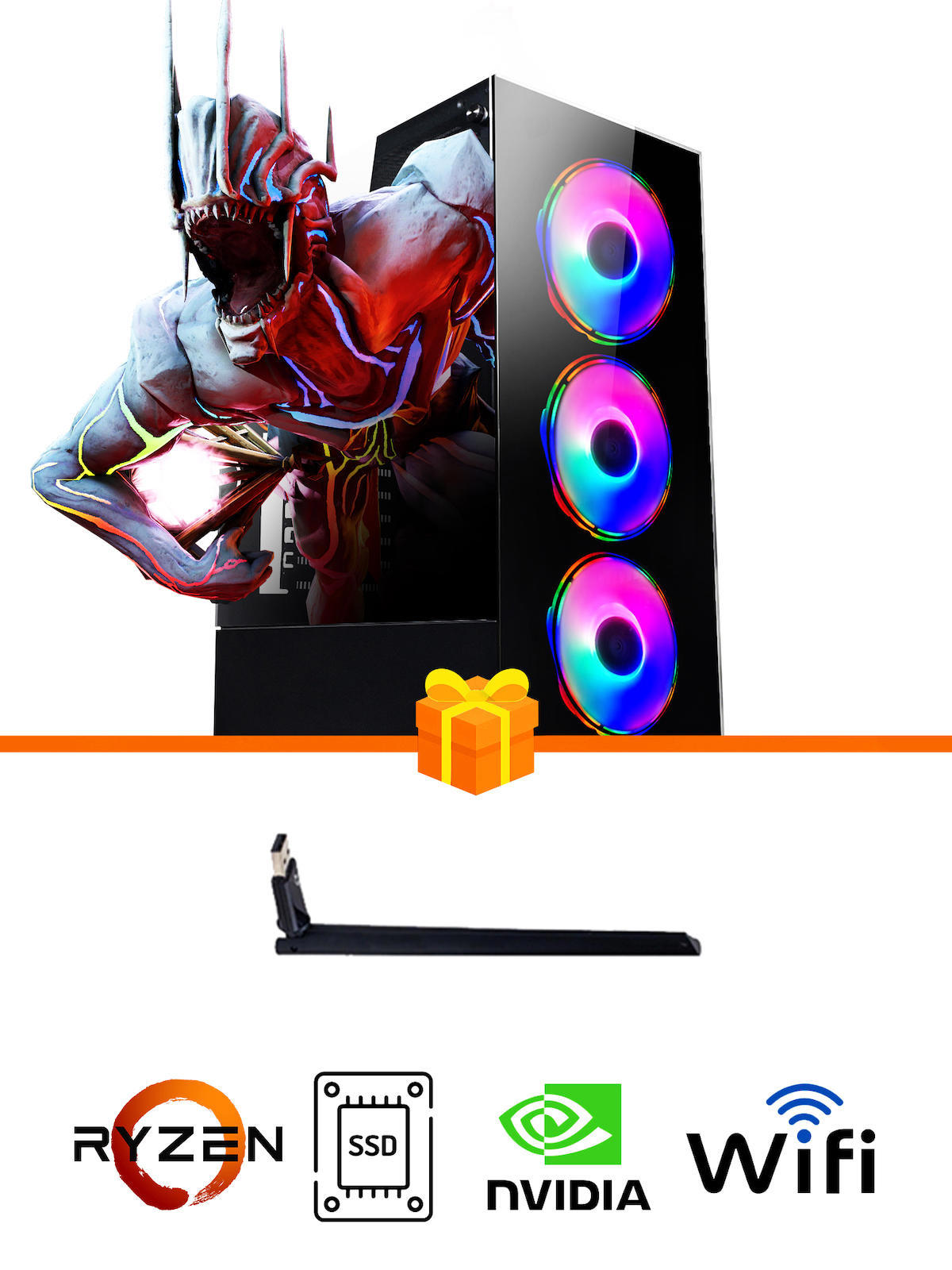 Ramtech Gaming RG505-089 Harici GeForce GTX 1050 Ti Ekran Kartlı AMD Ryzen 5500 32 GB DDR4 256 GB SSD FreeDos Masaüstü Oyuncu Bilgisayarı