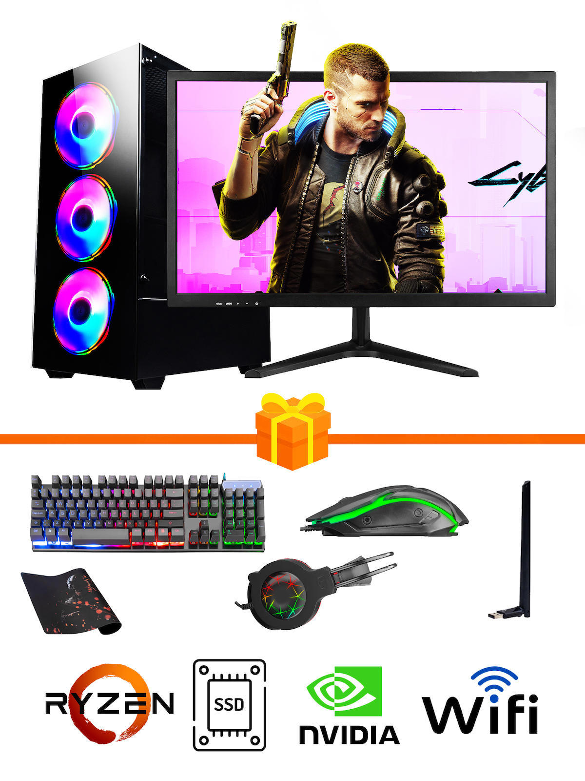 Ramtech Gaming RG505-0100 Harici GeForce GTX 1050 Ti Ekran Kartlı AMD Ryzen 5500 32 GB DDR4 512 GB SSD 21.5 inç FULL HD FreeDos Masaüstü Oyuncu Bilgisayarı
