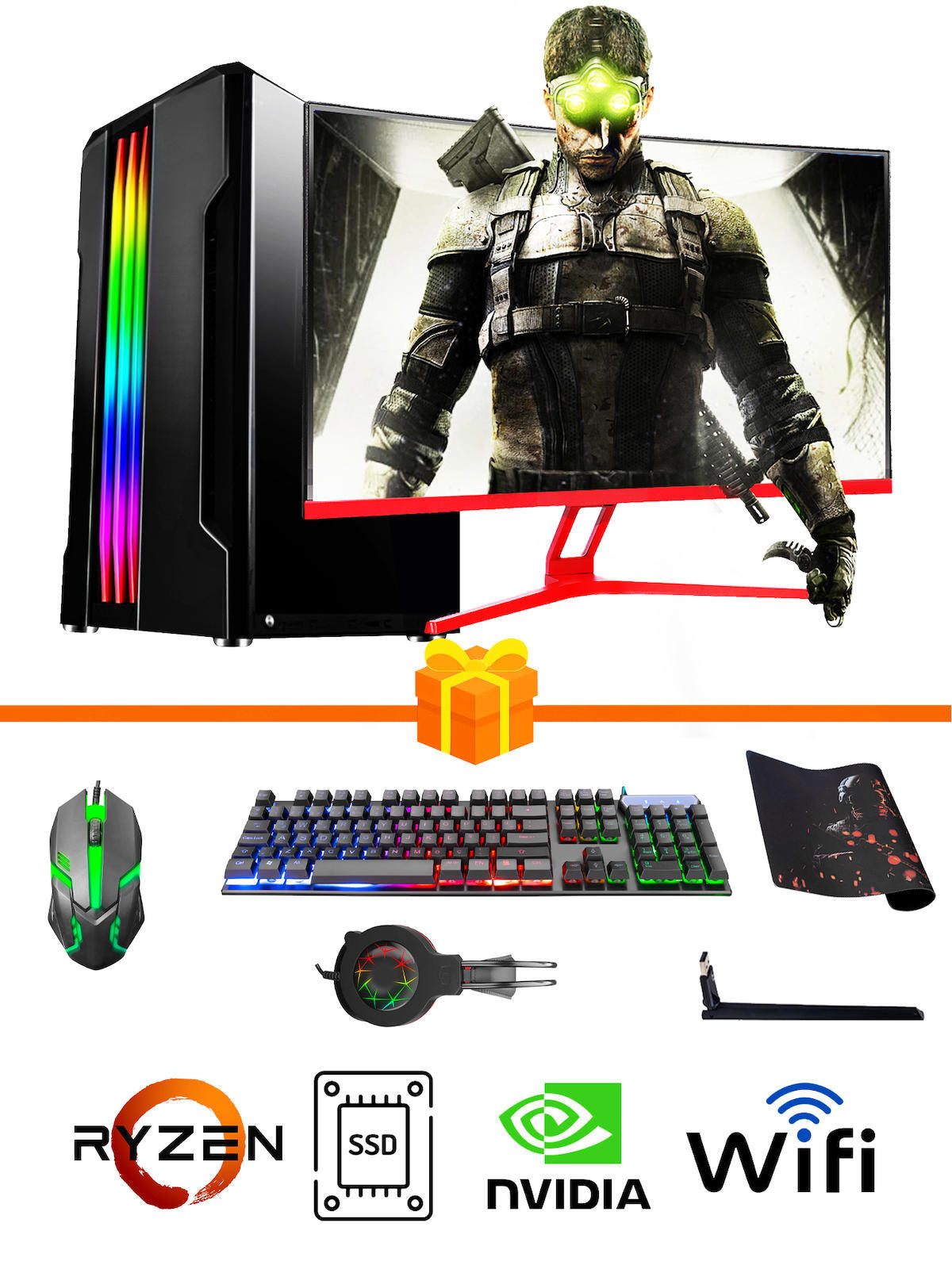 Ramtech Gaming RG505-0156 Harici GeForce GTX 1650 Ekran Kartlı AMD Ryzen 5500 32 GB DDR4 256 GB SSD 27 inç FULL HD FreeDos Masaüstü Oyuncu Bilgisayarı