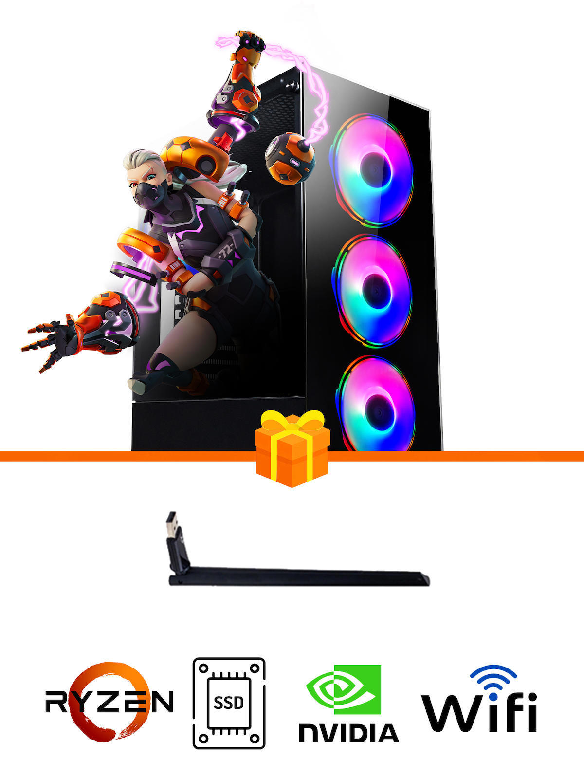 Ramtech Gaming RG505-084 Harici GeForce GTX 1050 Ti Ekran Kartlı AMD Ryzen 5500 16 GB DDR4 256 GB SSD FreeDos Masaüstü Oyuncu Bilgisayarı