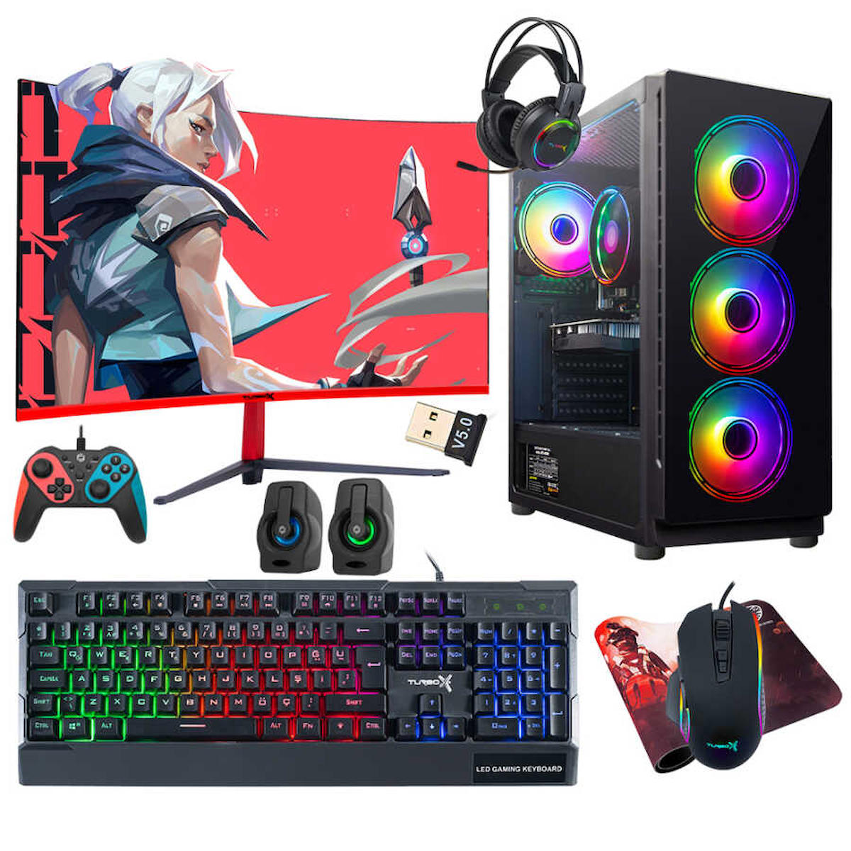 Turbox Tx4128 Harici Radeon R7 240 Ekran Kartlı Intel Core i5 3470 16 GB DDR3 1 TB SSD 23.6 inç FULL HD FreeDos Masaüstü Oyuncu Bilgisayarı