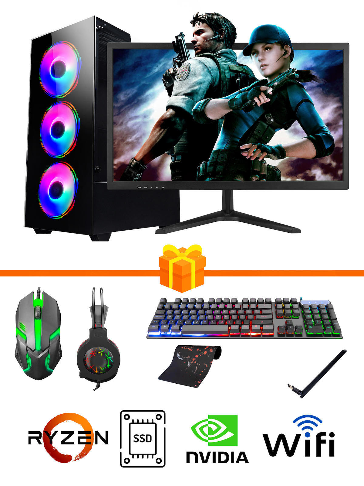 Ramtech Gaming RG505-0139 Harici GeForce GTX 1650 Ekran Kartlı AMD Ryzen 5500 32 GB DDR4 256 GB SSD 21.5 inç FULL HD FreeDos Masaüstü Oyuncu Bilgisayarı